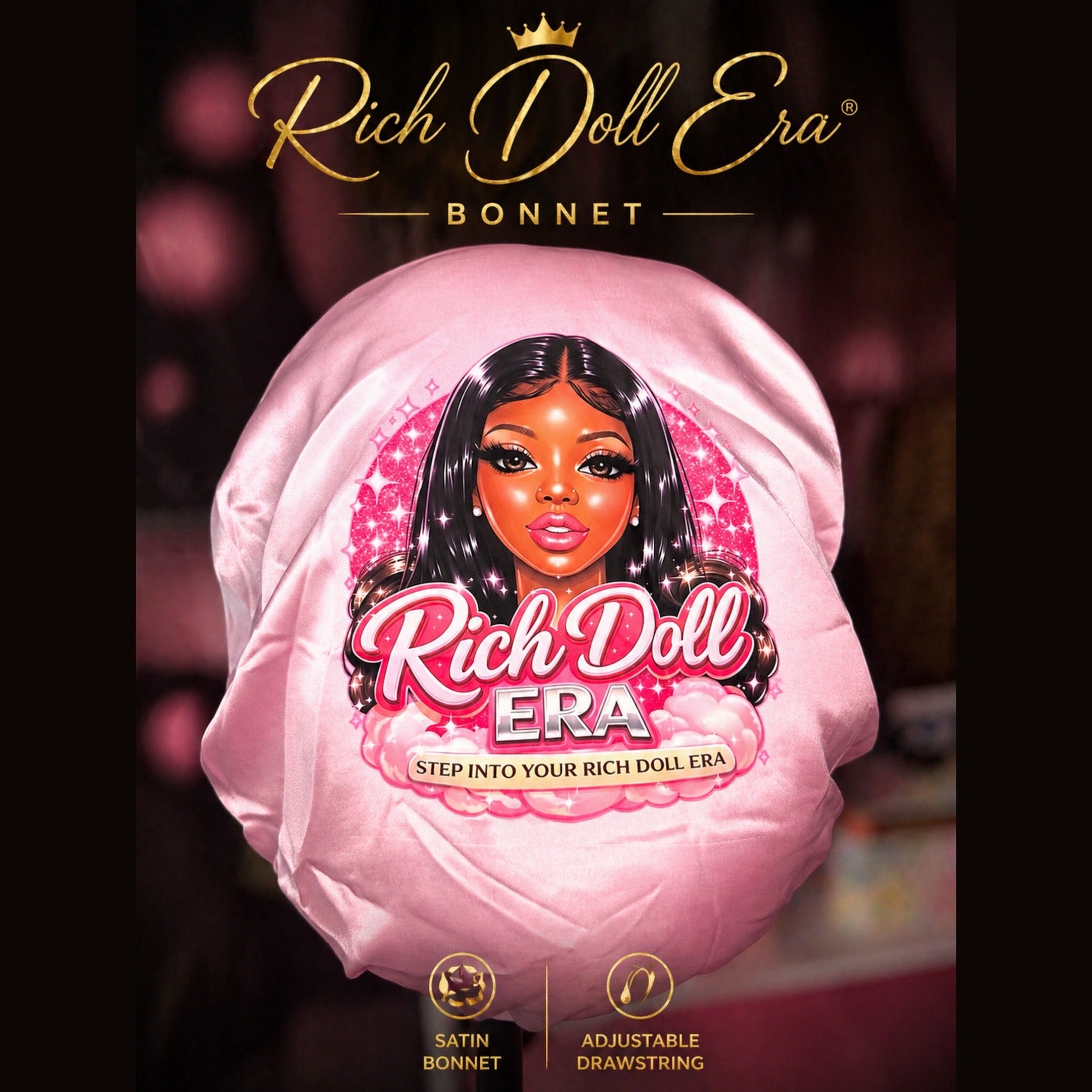 RDE 💋 Satin Bonnet | Lace Melting Band | Adjustable Band | DrawString Bonnet