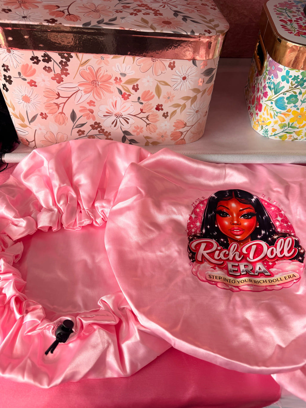 RDE 💋 Satin Bonnet | Lace Melting Band | Adjustable Band | DrawString Bonnet
