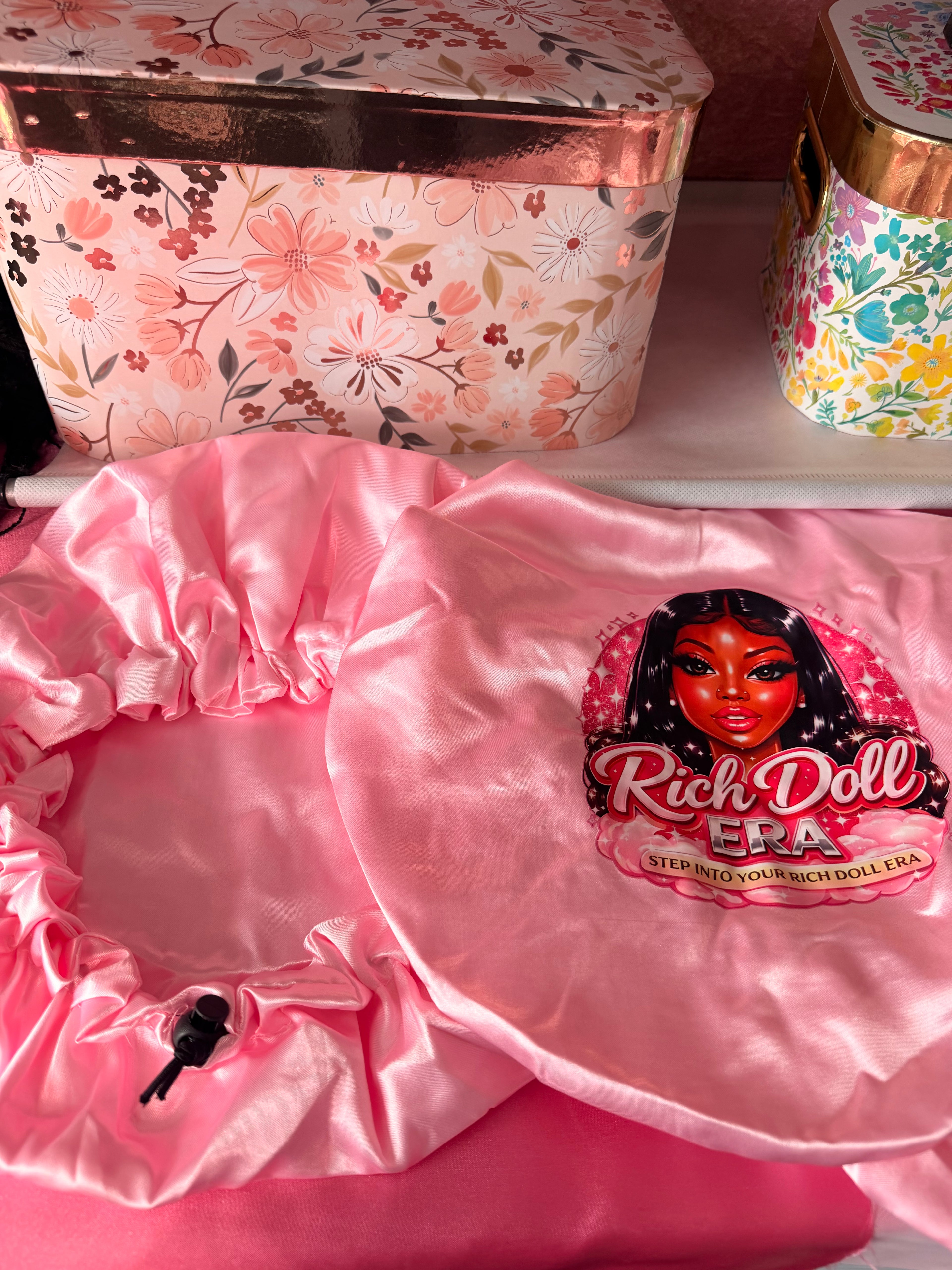 RDE 💋 Satin Bonnet | Lace Melting Band | Adjustable Band | DrawString Bonnet