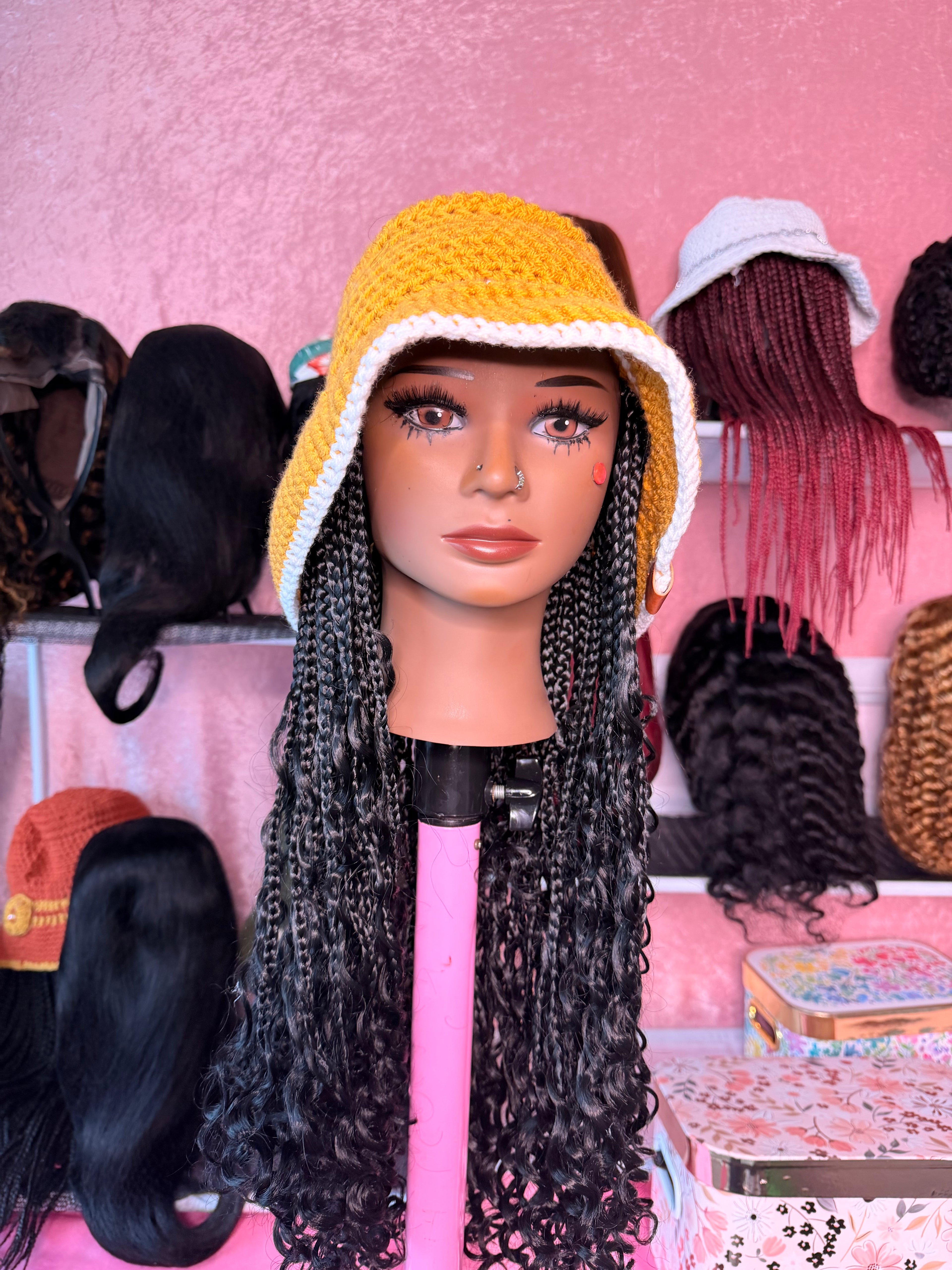 RDE💋 | Hat Wigs | Handmade Crochet Hat | Braids or 100% Human Hair Styles