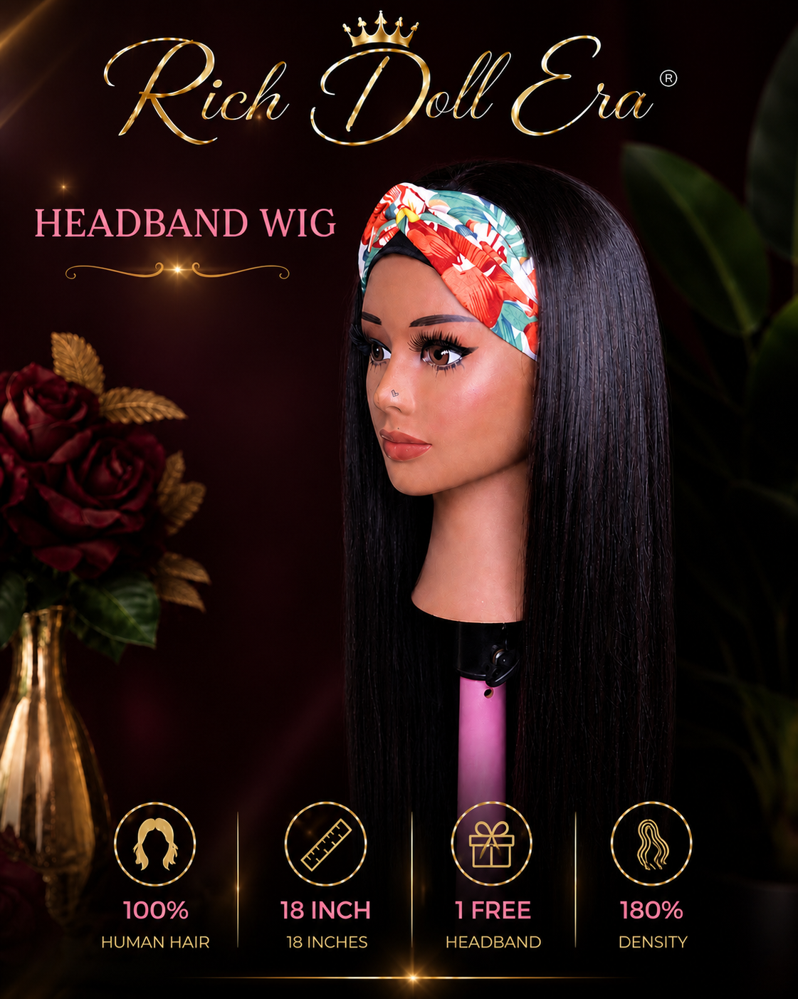 RDE💋 | 18’ Headband Half Wig | 100% Human Hair | LightWeight
